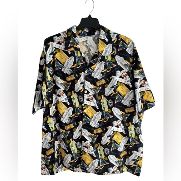 VTG Matt Rider Martini Shirt Men's XXL Button Up Short Sleeve Vodka Made In USA - Picture 5 of 13